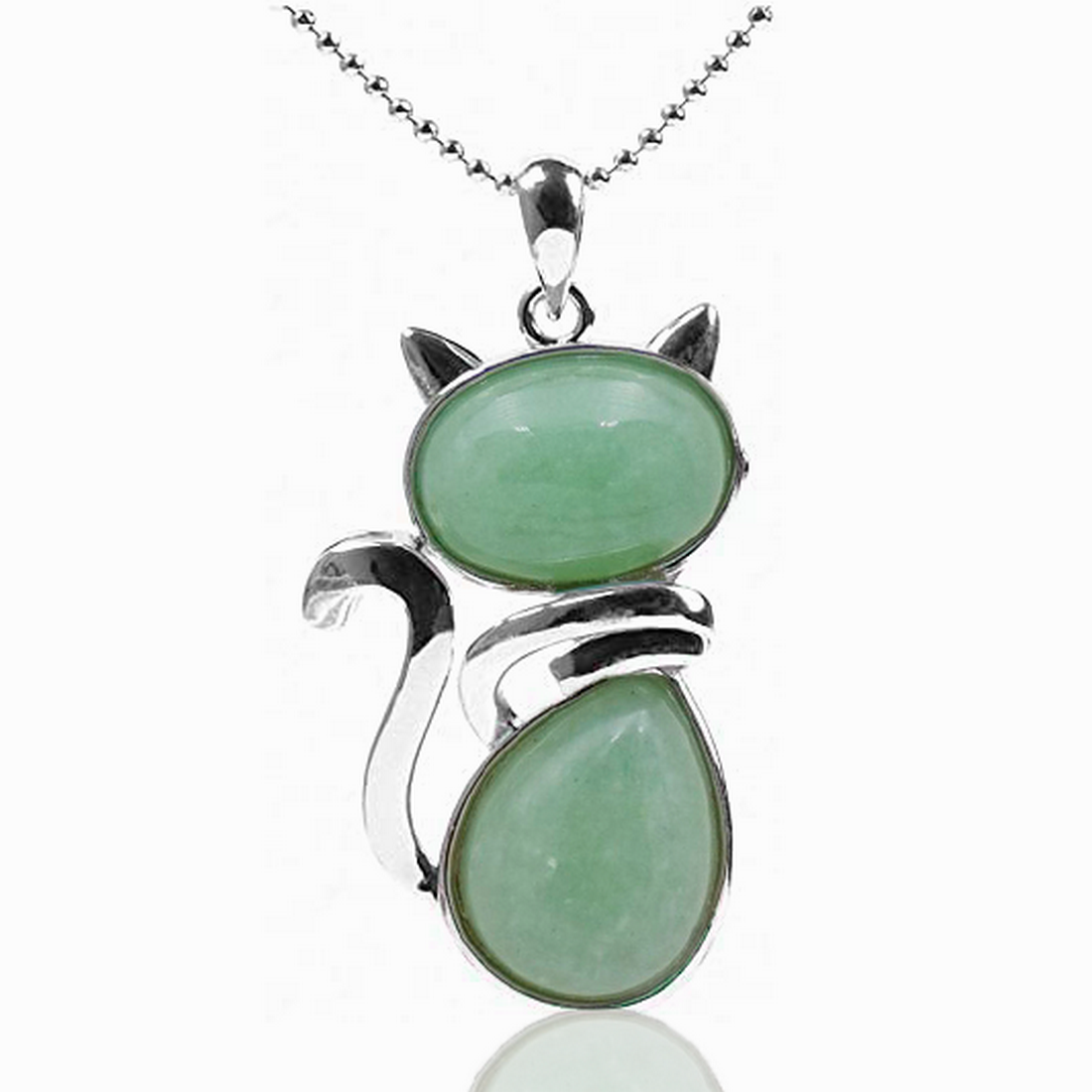 Collar Gato Cuarzo Jade Cadena Acero + Estuche